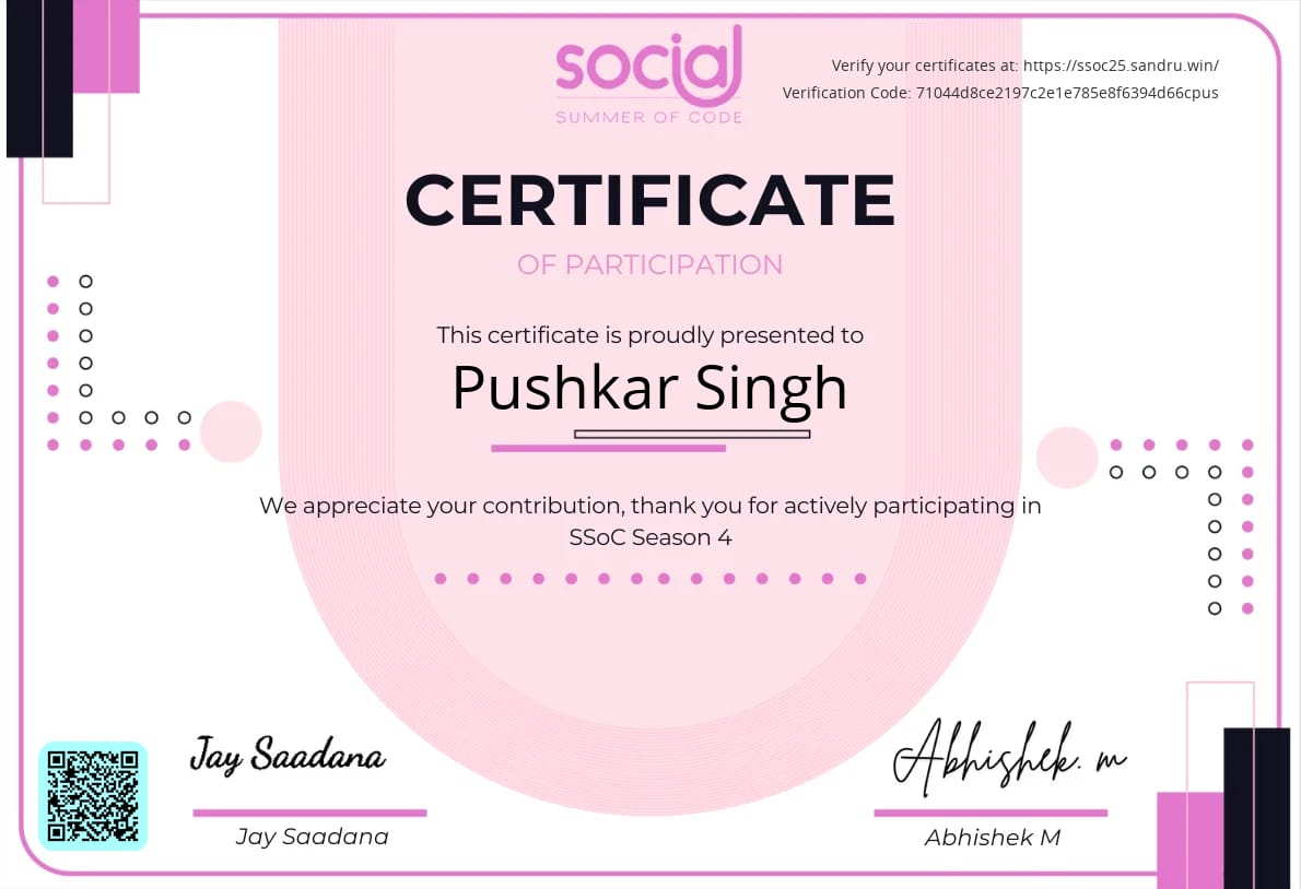 SSoC'25 Participation Certificate