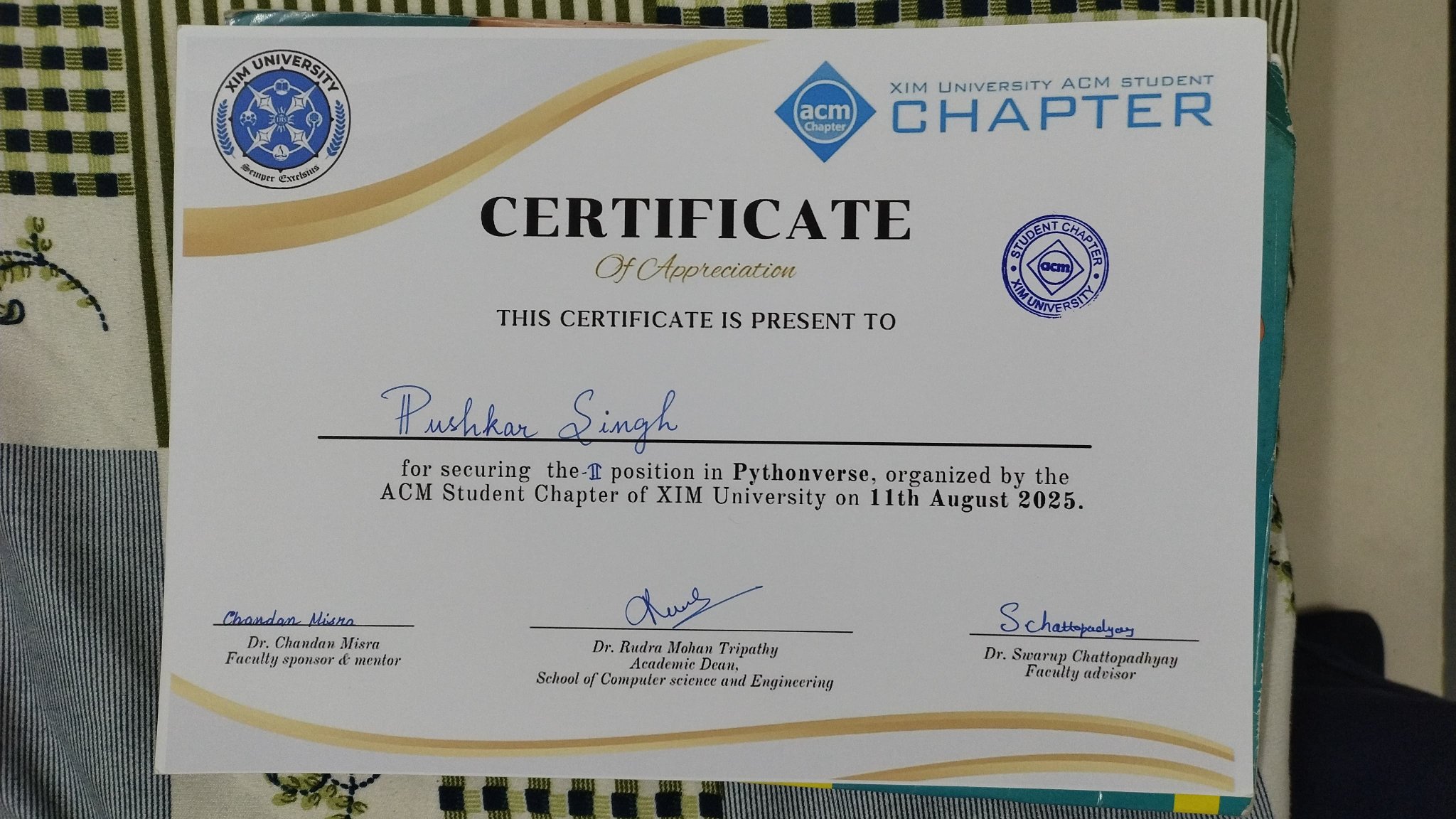 2nd Prize in PythonVerse Certificate